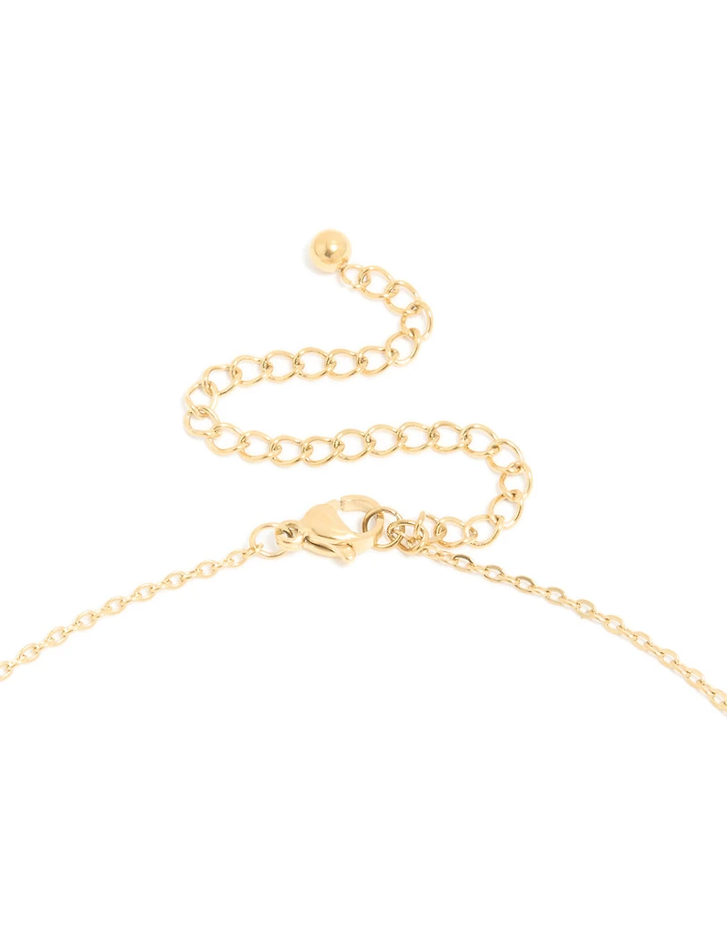 Mini collier imperméable en acier inoxydable plaqué or en forme de lettre D