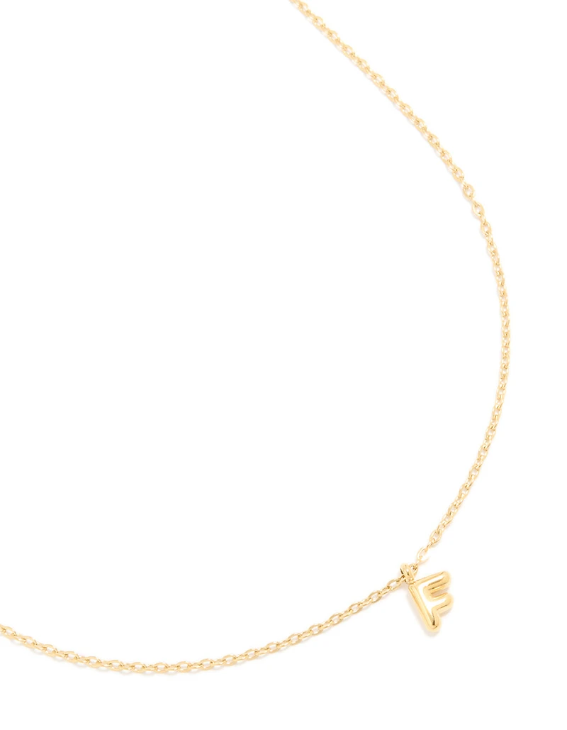 Waterproof Gold Plated Stainless Steel Mini Bubble Letter F Necklace