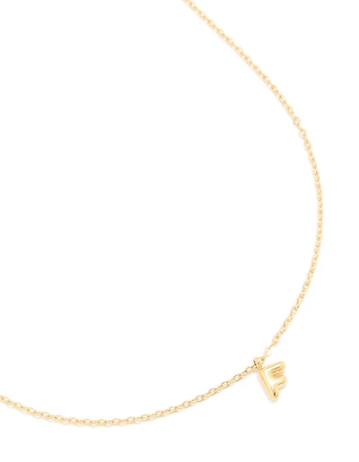 Waterproof Gold Plated Stainless Steel Mini Bubble Letter F Necklace