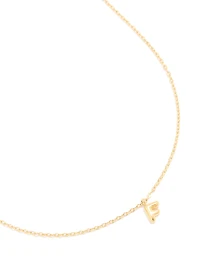 Waterproof Gold Plated Stainless Steel Mini Bubble Letter F Necklace