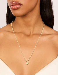 Waterproof Gold Plated Stainless Steel Mini Bubble Letter F Necklace