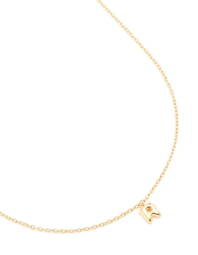 Waterproof Gold Plated Gold Plated Stainless Steel Mini Bubble Letter R Necklace