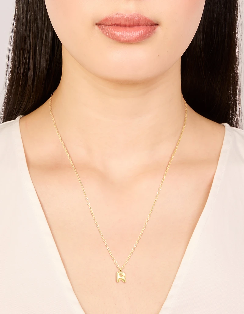 Waterproof Gold Plated Gold Plated Stainless Steel Mini Bubble Letter R Necklace