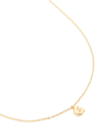 Waterproof Gold Plated Stainless Steel Mini Bubble Letter G Necklace