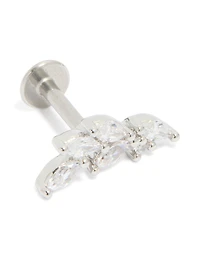 Surgical Steel Cubic Zirconia 5 Leaf Crawler Single Flat Back Stud