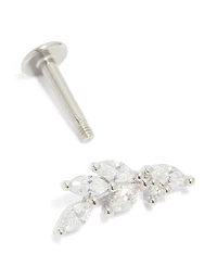 Surgical Steel Cubic Zirconia 5 Leaf Crawler Single Flat Back Stud