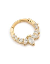 Anneau cliquant en zircone cubique transparent à gradient d’acier chirurgical plaqué or