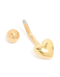 Gold Plated Surgical Steel Plain Bubble Heart Belly Bar