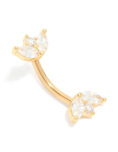 Gold Plated Surgical Steel Cubic Zirconia Trio Belly Bar