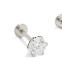 Surgical Steel Cubic Zirconia Round Flat Back Studs