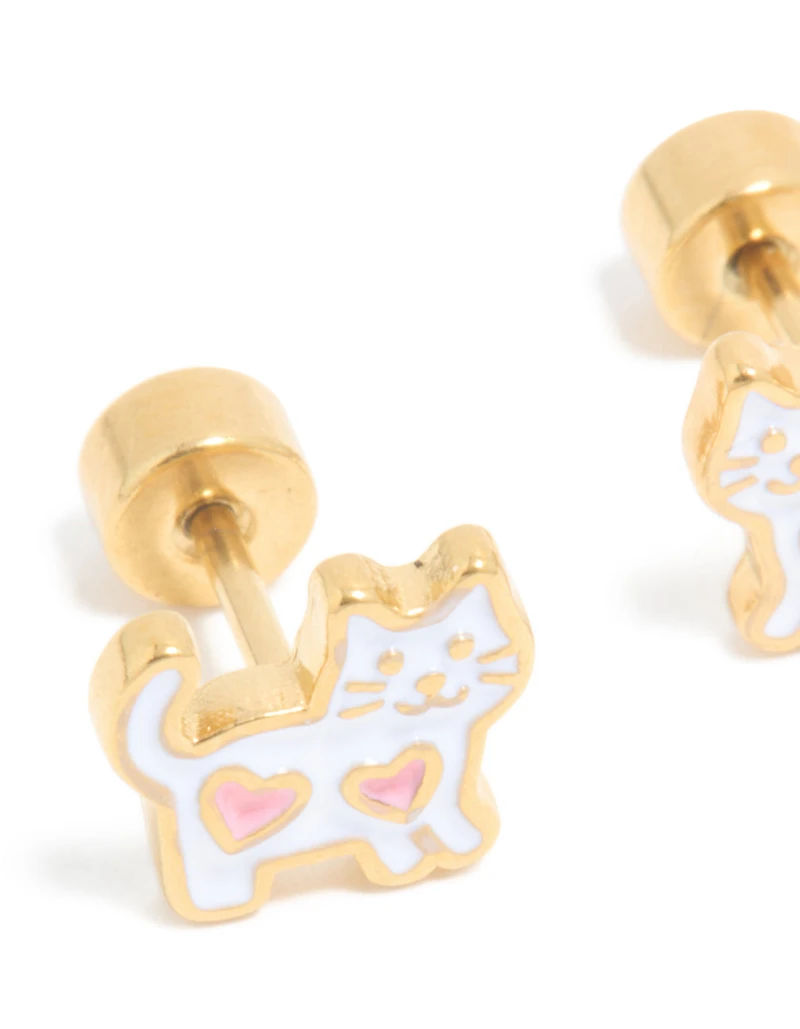 Clous plats plats pour chats pour enfants en acier chirurgical plaqué or