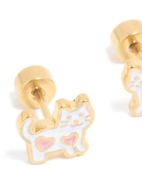 Clous plats plats pour chats pour enfants en acier chirurgical plaqué or