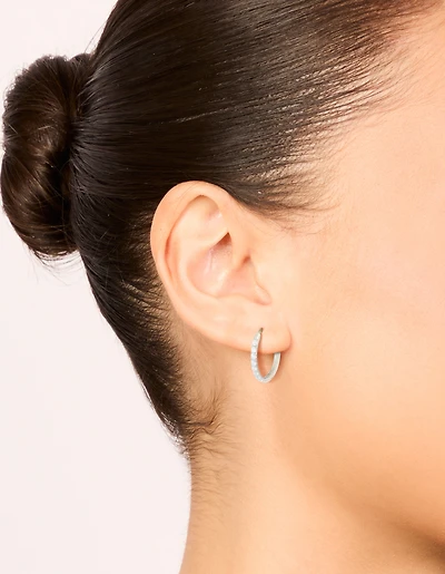 Boucles d’oreilles à cerceaux classiques en zircone cubique en acier chirurgical 12 mm