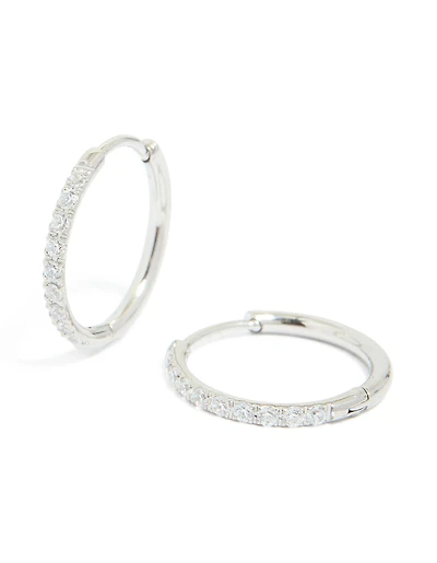 Surgical Steel Cubic Zirconia Classic Hoop Earrings 12 MM
