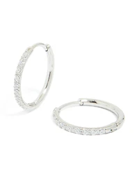 Surgical Steel Cubic Zirconia Classic Hoop Earrings 12 MM