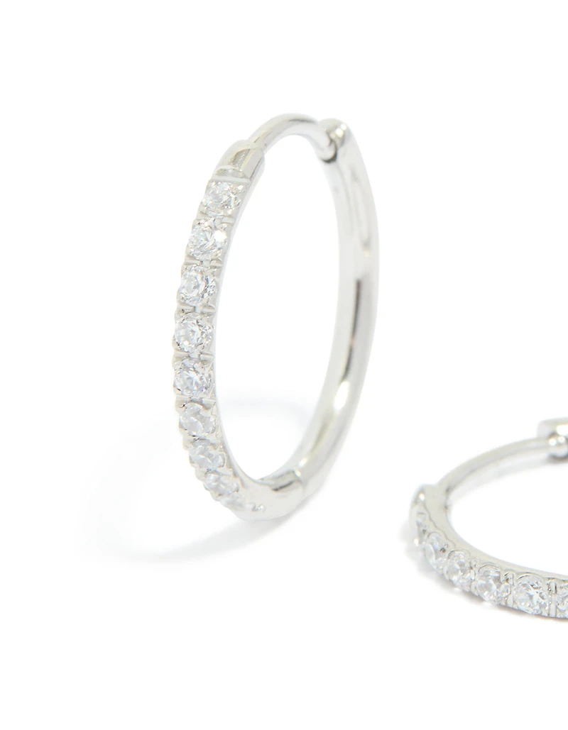 Surgical Steel Cubic Zirconia Classic Hoop Earrings 12 MM