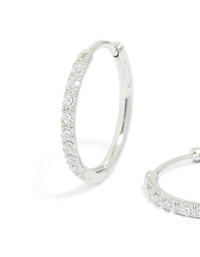Surgical Steel Cubic Zirconia Classic Hoop Earrings 12 MM