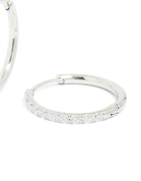 Surgical Steel Cubic Zirconia Classic Hoop Earrings 12 MM