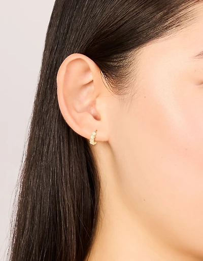 Gold Plated Surgical Steel Cubic Zirconia Hoop Earrings