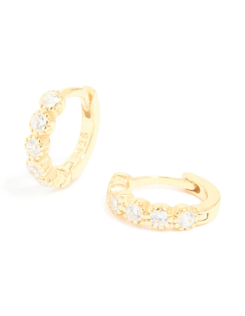 Gold Plated Surgical Steel Cubic Zirconia Hoop Earrings