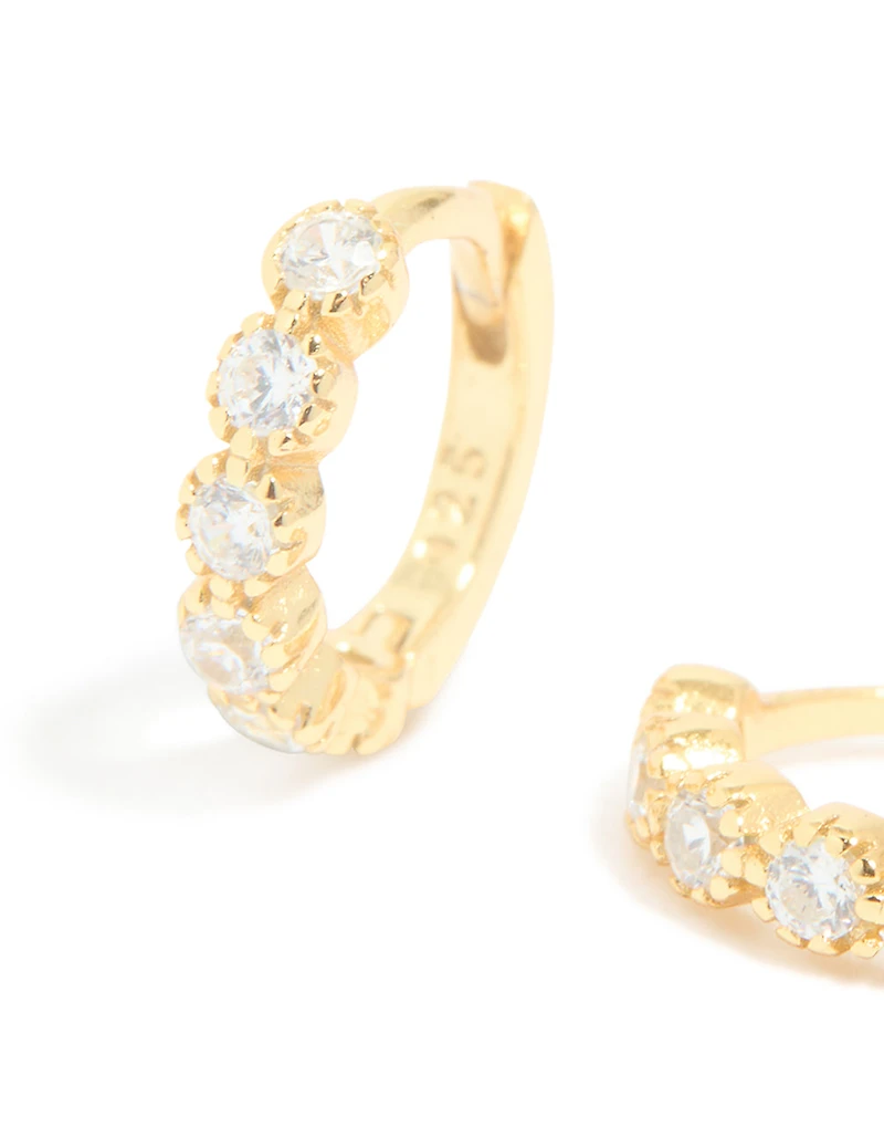 Gold Plated Surgical Steel Cubic Zirconia Hoop Earrings
