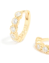 Gold Plated Surgical Steel Cubic Zirconia Hoop Earrings