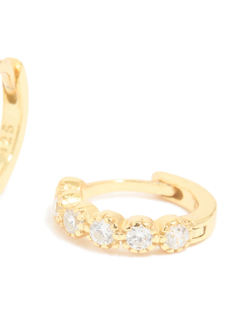 Gold Plated Surgical Steel Cubic Zirconia Hoop Earrings