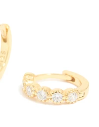 Gold Plated Surgical Steel Cubic Zirconia Hoop Earrings