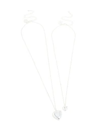 Silver Plated Heart Necklaces 2 Pack