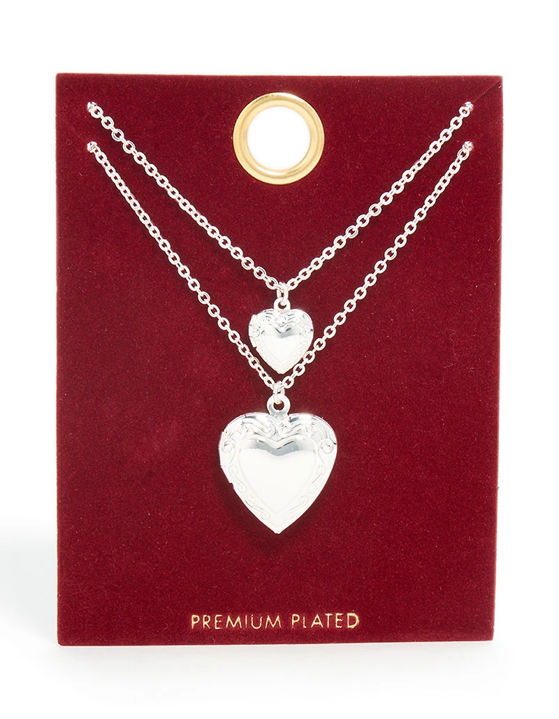 Silver Plated Heart Necklaces 2 Pack