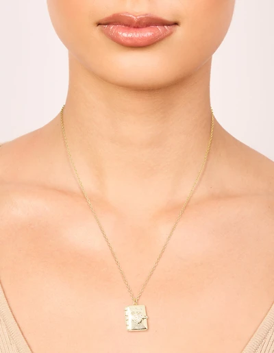 Gold Plated Cubic Zirconia Heart Locket Necklace