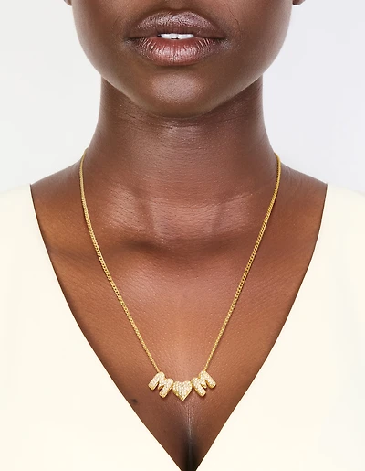 Gold Plated Cubic Zirconia Mum Heart Necklace