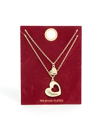 Gold Plated Mother & Daughter Heart Necklaces 2-Pack