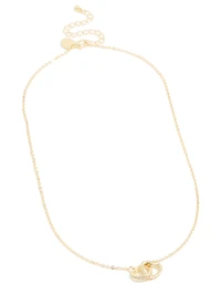 Gold Plated Cubic Zirconia Pave Heart Link Necklace