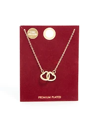 Gold Plated Cubic Zirconia Pave Heart Link Necklace