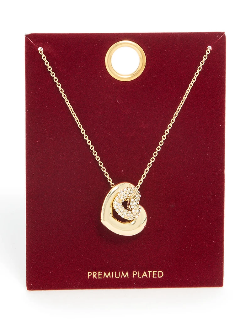 Collier diamant en forme de cœur bulle plaqué or