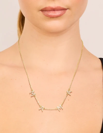 Gold Plated Cubic Zirconia 'Mama' Letter Necklace