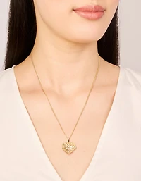 Gold Plated Cubic Zirconia Heart Locket Necklace