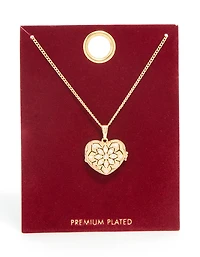Gold Plated Cubic Zirconia Heart Locket Necklace