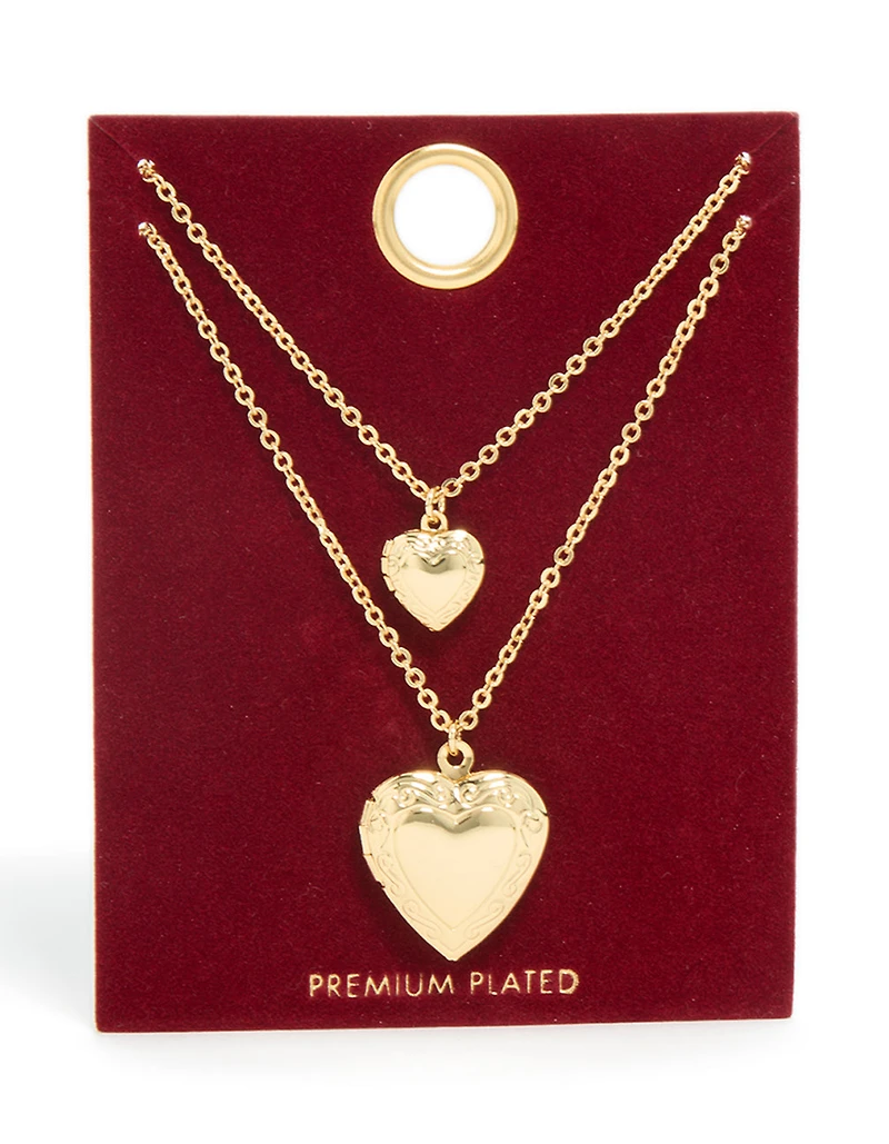 Gold Plated Heart Necklaces 2 Pack