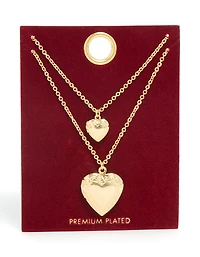 Gold Plated Heart Necklaces 2 Pack