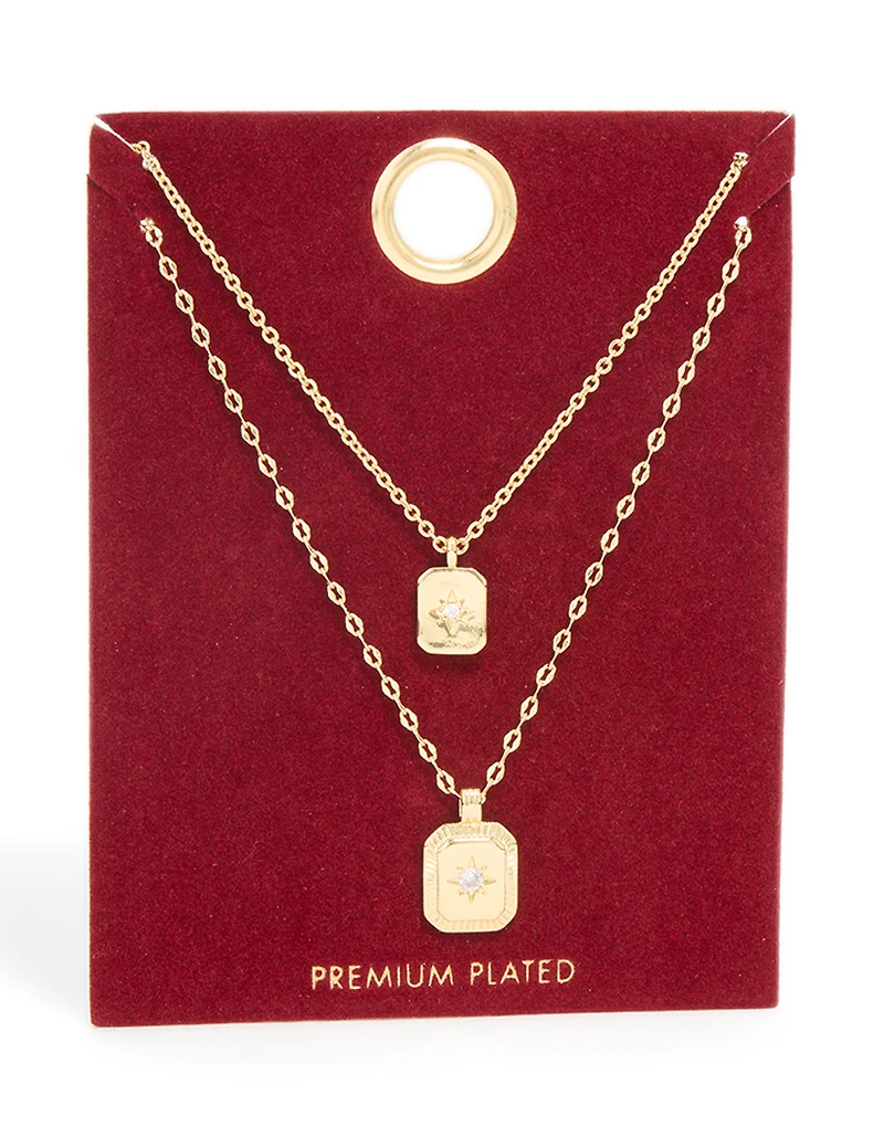 Gold Plated Cubic Zirconia Celestial Necklaces 2-Pack
