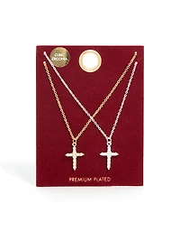 Colliers pendentifs en zircone cubique en croix plaquée métal mixte en paquet de 2