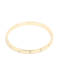 Gold Plated Diamante Flower Bangle
