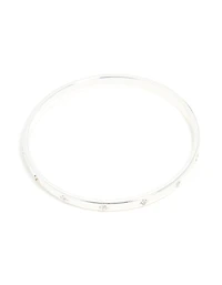 Silver Plated Diamante Flower Bangle