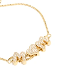 Gold Plated Cubic Zirconia 'Mum' Bubble Heart Toggle Bracelet