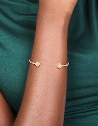 Bracelet de poignet en trèfle en zircone cubique plaqué or