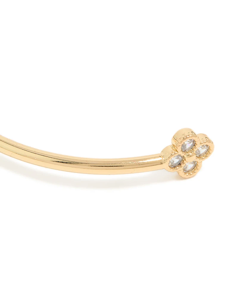 Bracelet de poignet en trèfle en zircone cubique plaqué or