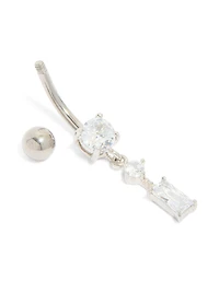 Titanium Diamante Chain Drop Belly Bar