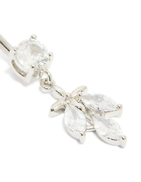 Titanium Diamante Leaf Drop Belly Bar